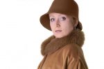 Isolated Woman in Brown Hat and Cote
